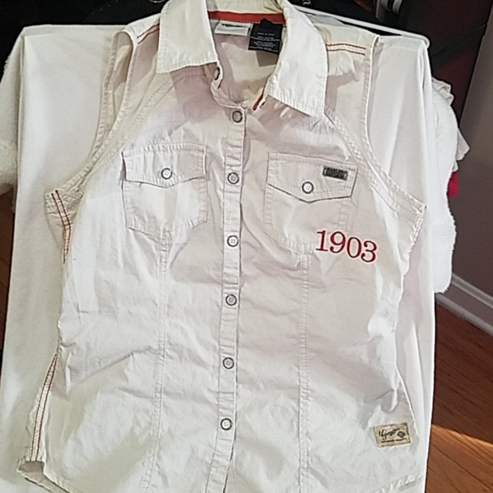 Womens Harley Davidson sleeveless button up embroi